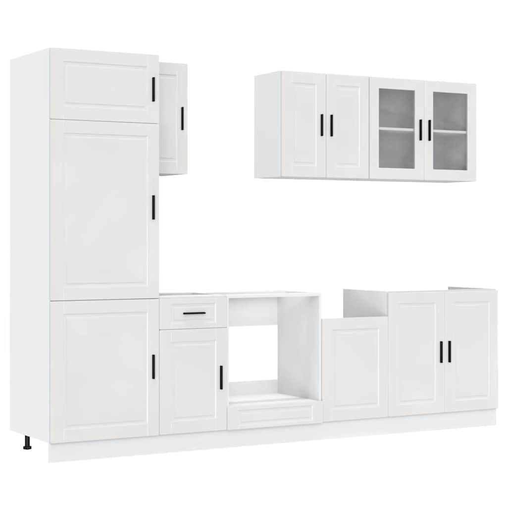 8 Piece Kitchen Cabinet Set Kalmar High Gloss White Engineered Wood