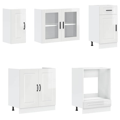 8 Piece Kitchen Cabinet Set Kalmar High Gloss White Engineered Wood