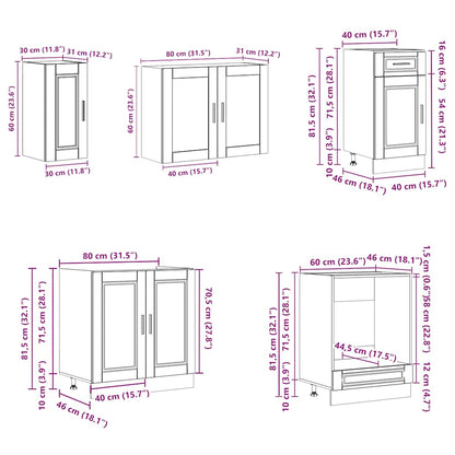 8 Piece Kitchen Cabinet Set Kalmar High Gloss White Engineered Wood