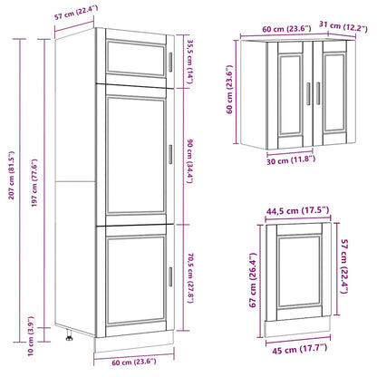 8 Piece Kitchen Cabinet Set Kalmar High Gloss White Engineered Wood