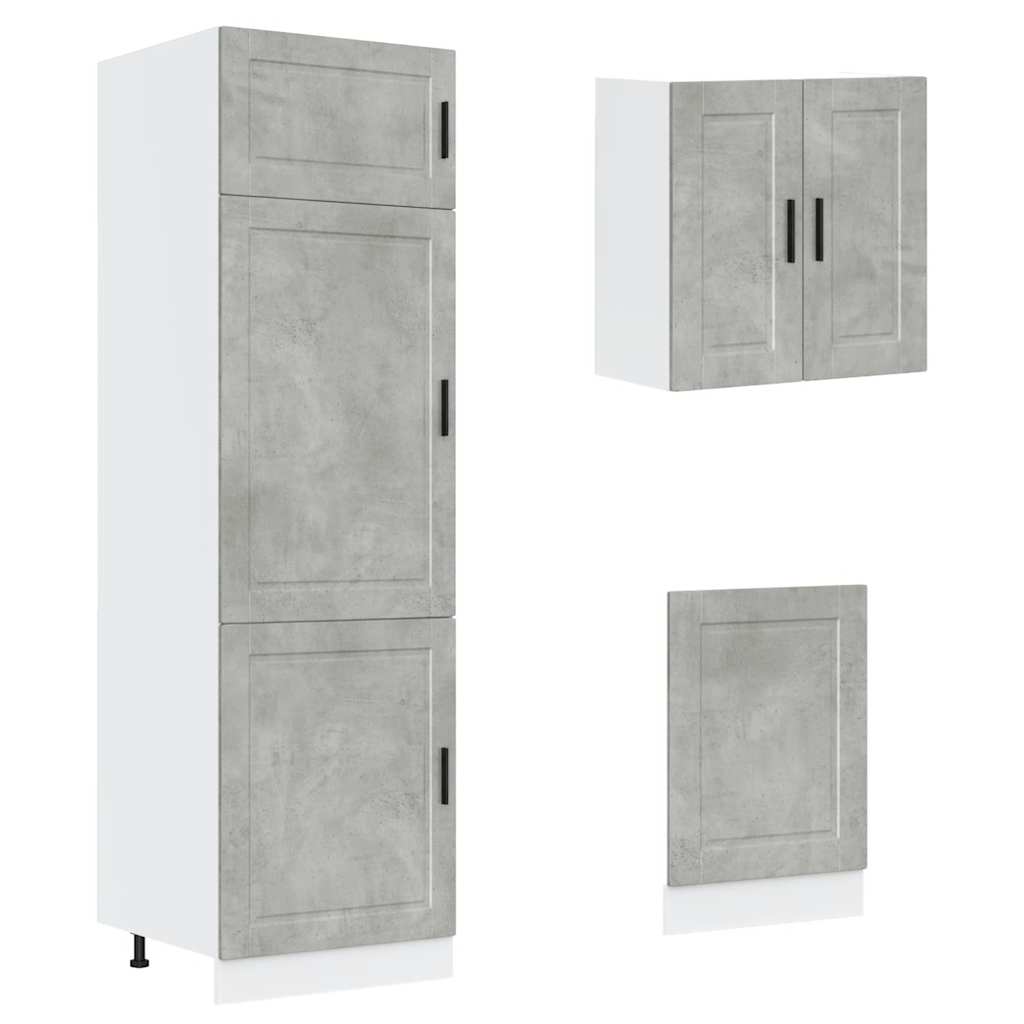 8 Piece Kitchen Cabinet Set Kalmar Concrete Grey Engineered Wood