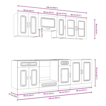 8 Piece Kitchen Cabinet Set Kalmar White Engineered Wood