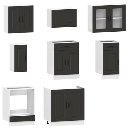 8 Piece Kitchen Cabinet Set Kalmar Black Engineered Wood