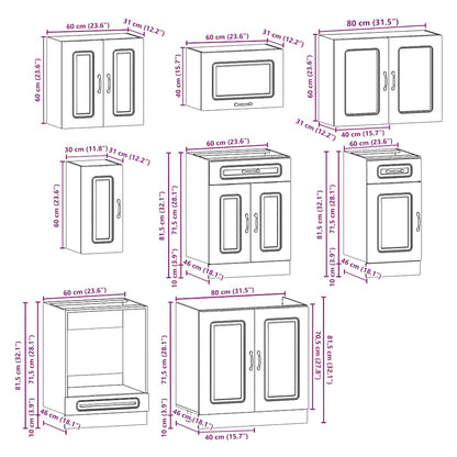 8 Piece Kitchen Cabinet Set Kalmar Black Engineered Wood