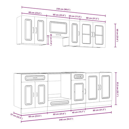 8 Piece Kitchen Cabinet Set Kalmar Black Engineered Wood