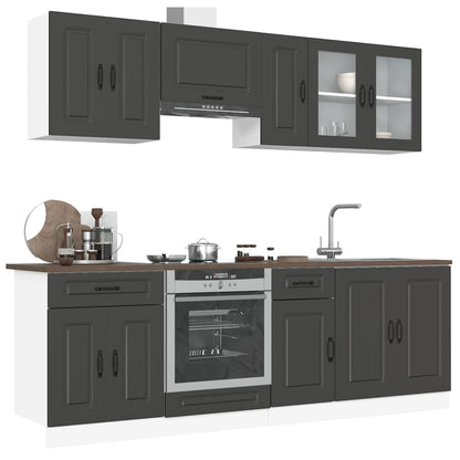 8 Piece Kitchen Cabinet Set Kalmar Black Engineered Wood