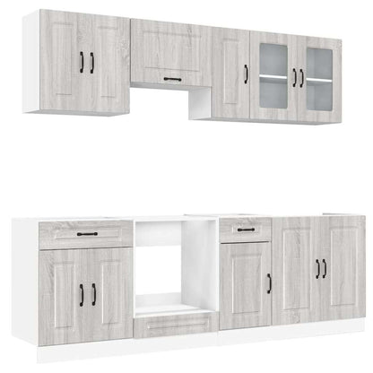 8 Piece Kitchen Cabinet Set Kalmar Grey Sonoma Engineered Wood