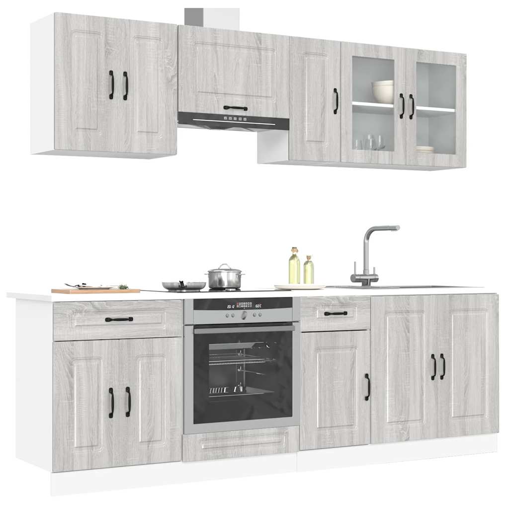 8 Piece Kitchen Cabinet Set Kalmar Grey Sonoma Engineered Wood