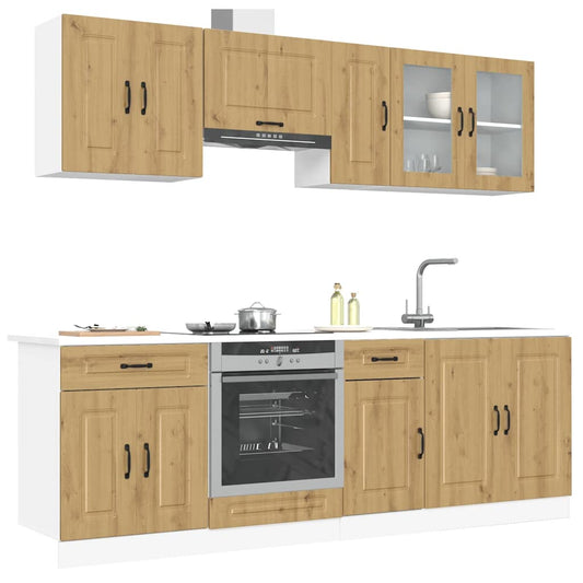 8 Piece Kitchen Cabinet Set Kalmar Artisan Oak Engineered Wood