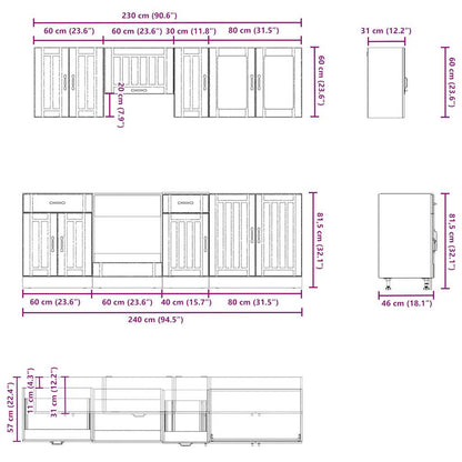 8 Piece Kitchen Cabinet Set Kalmar White Engineered Wood