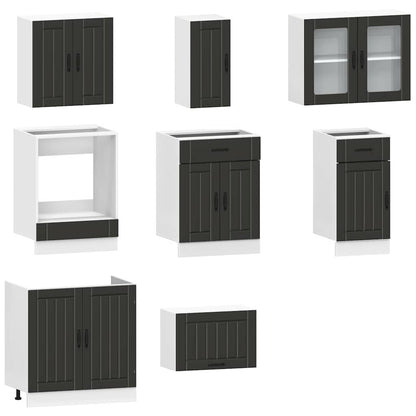 8 Piece Kitchen Cabinet Set Kalmar Black Engineered Wood