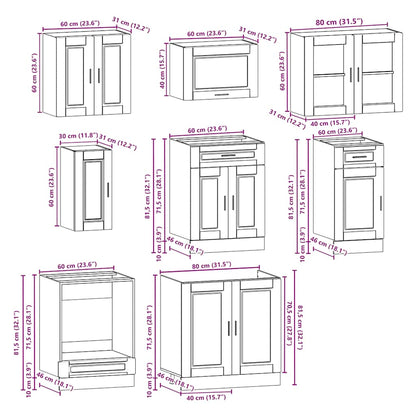 8 Piece Kitchen Cabinet Set Kalmar Sonoma Oak Engineered Wood