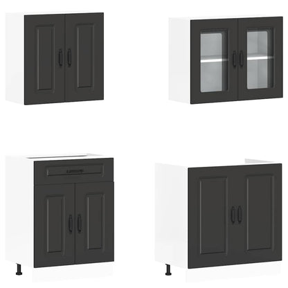 4 Piece Kitchen Cabinet Set Kalmar Black Engineered Wood