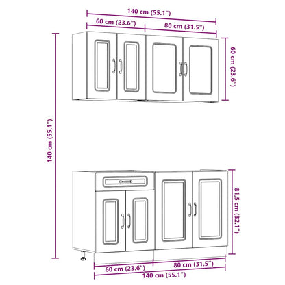 4 Piece Kitchen Cabinet Set Kalmar Black Engineered Wood