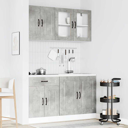 4 Piece Kitchen Cabinet Set Kalmar Concrete Grey Engineered Wood