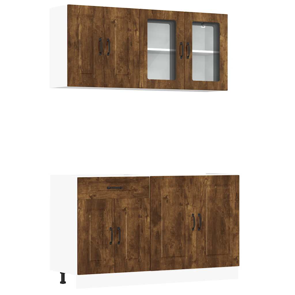 4 Piece Kitchen Cabinet Set Kalmar Smoked Oak Engineered Wood