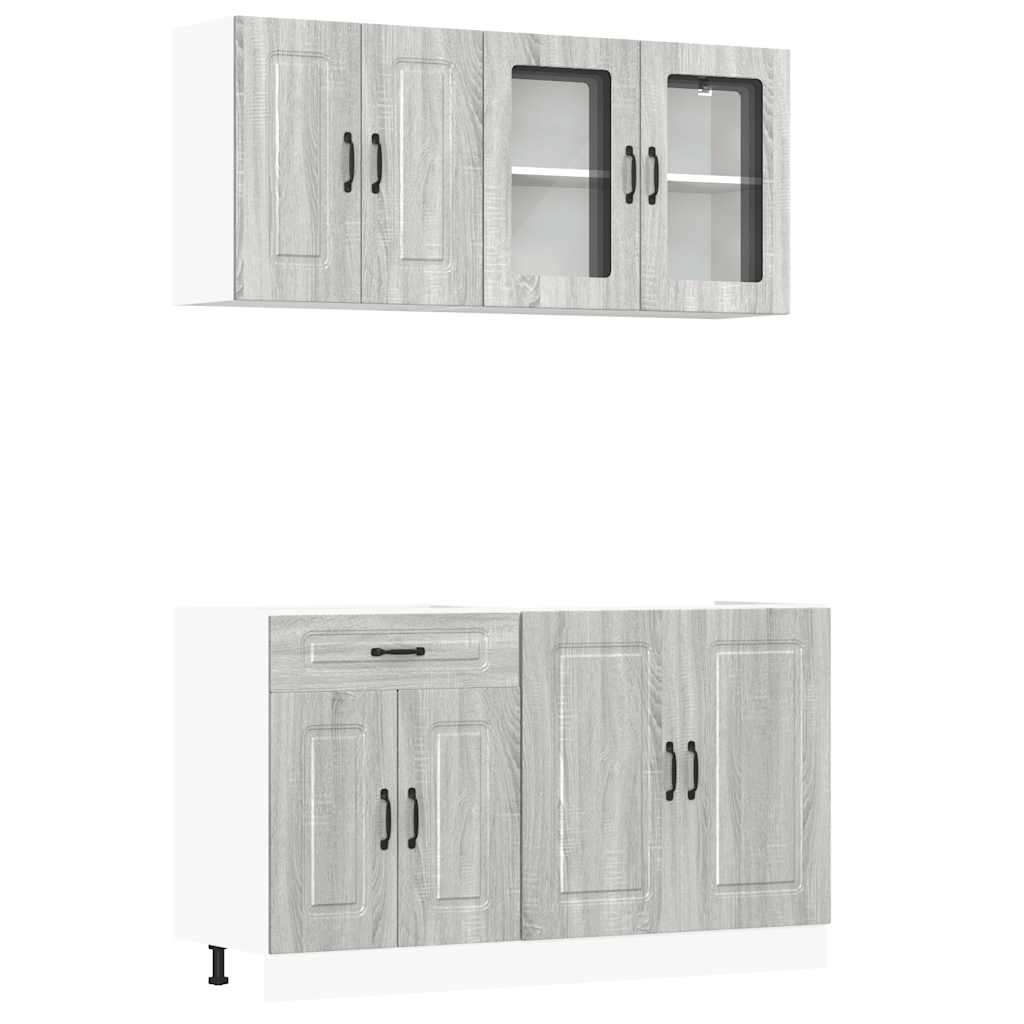 4 Piece Kitchen Cabinet Set Kalmar Grey Sonoma Engineered Wood