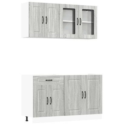 4 Piece Kitchen Cabinet Set Kalmar Grey Sonoma Engineered Wood