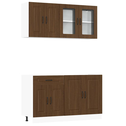 4 Piece Kitchen Cabinet Set Kalmar Brown Oak Engineered Wood