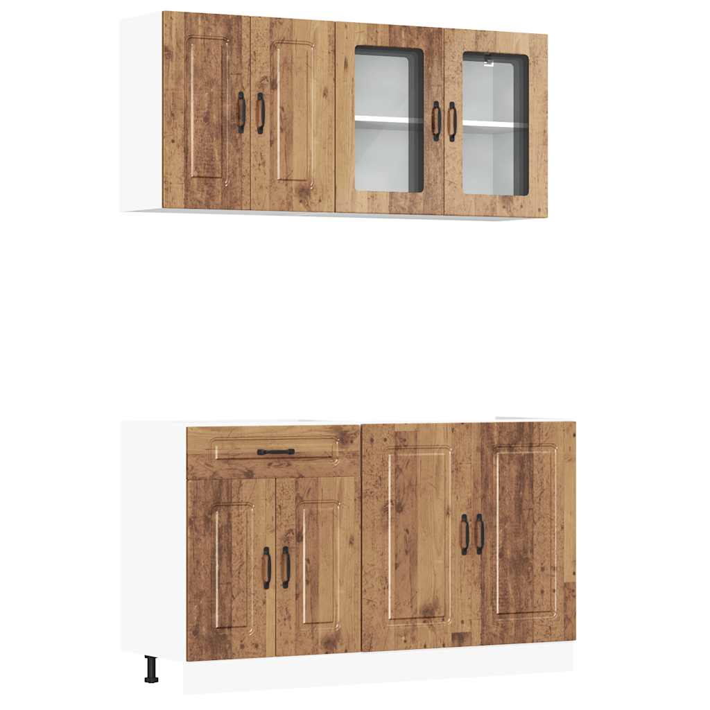 4 Piece Kitchen Cabinet Set Kalmar Old Wood Engineered Wood