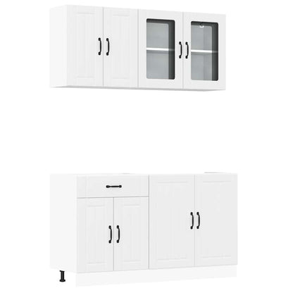 4 Piece Kitchen Cabinet Set Kalmar White Engineered Wood