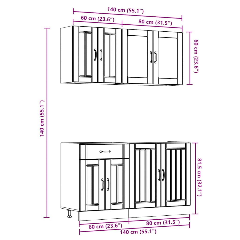 4 Piece Kitchen Cabinet Set Kalmar White Engineered Wood