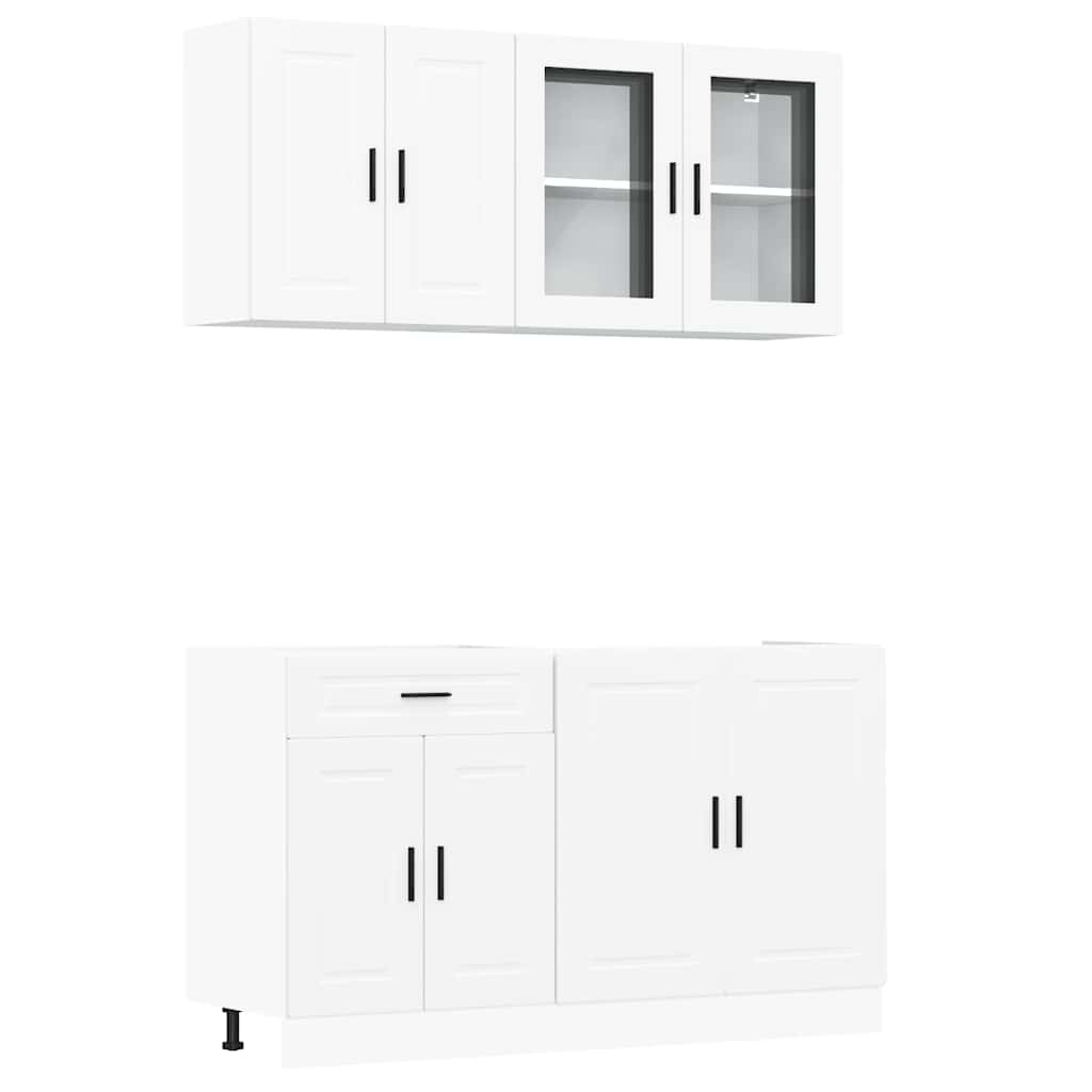 4 Piece Kitchen Cabinet Set Kalmar White Engineered Wood