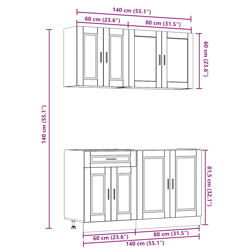 4 Piece Kitchen Cabinet Set Kalmar White Engineered Wood