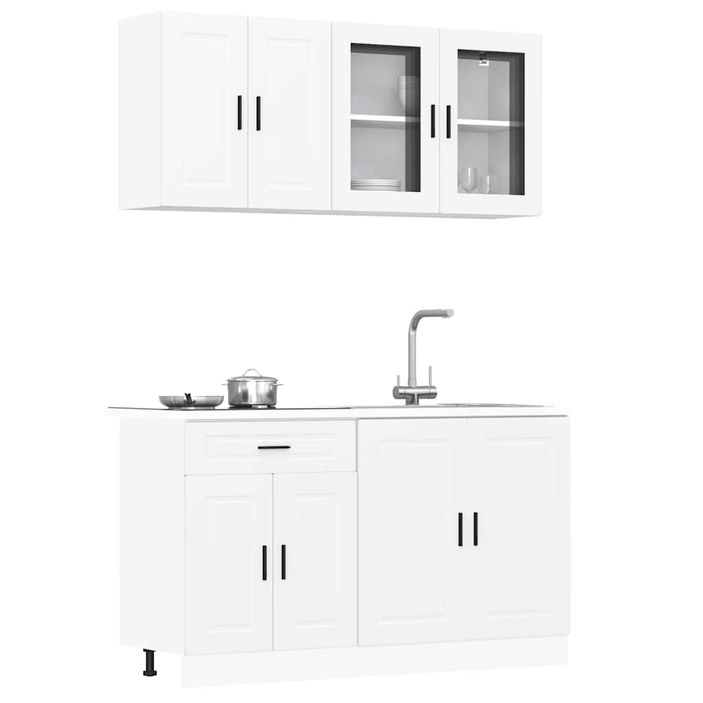 4 Piece Kitchen Cabinet Set Kalmar White Engineered Wood