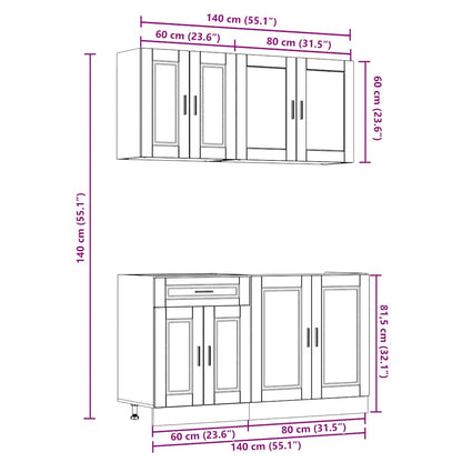 4 Piece Kitchen Cabinet Set Kalmar Brown Oak Engineered Wood