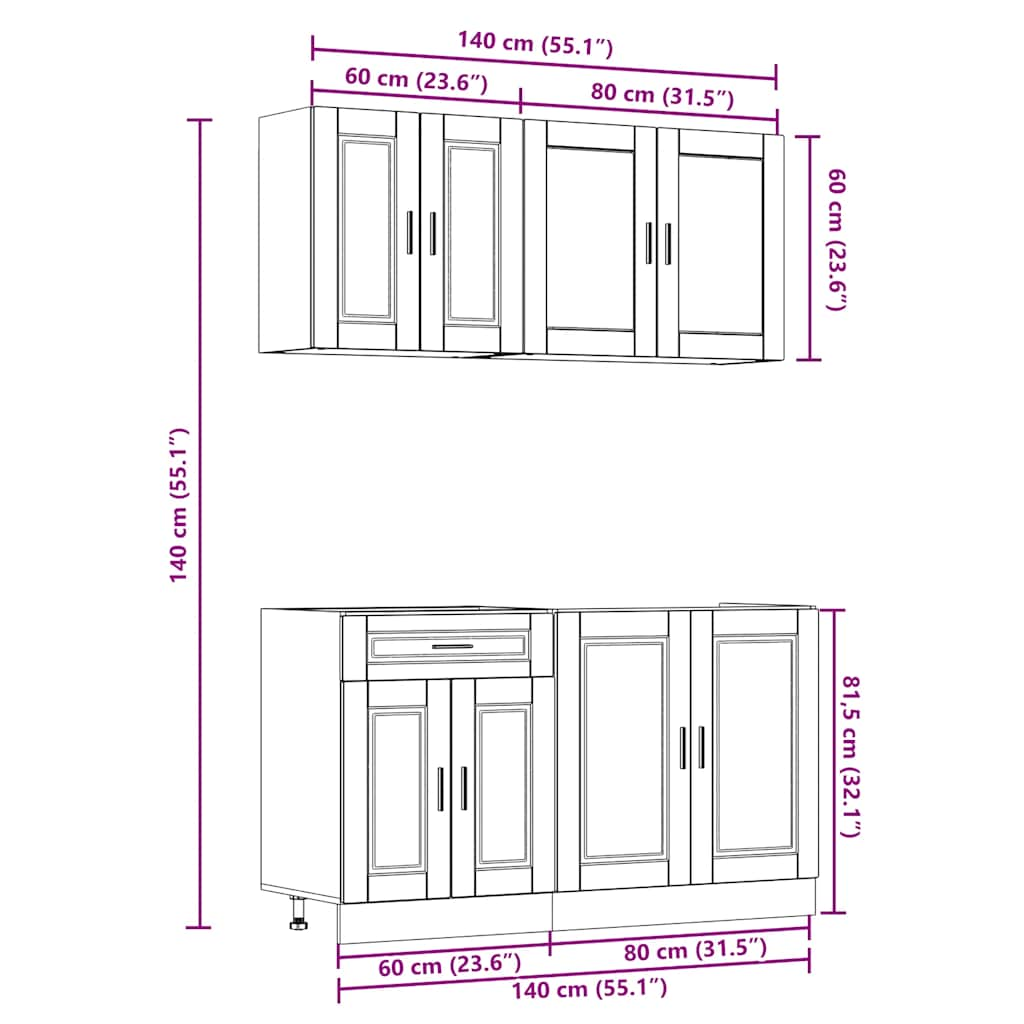 4 Piece Kitchen Cabinet Set Kalmar Old Wood Engineered Wood