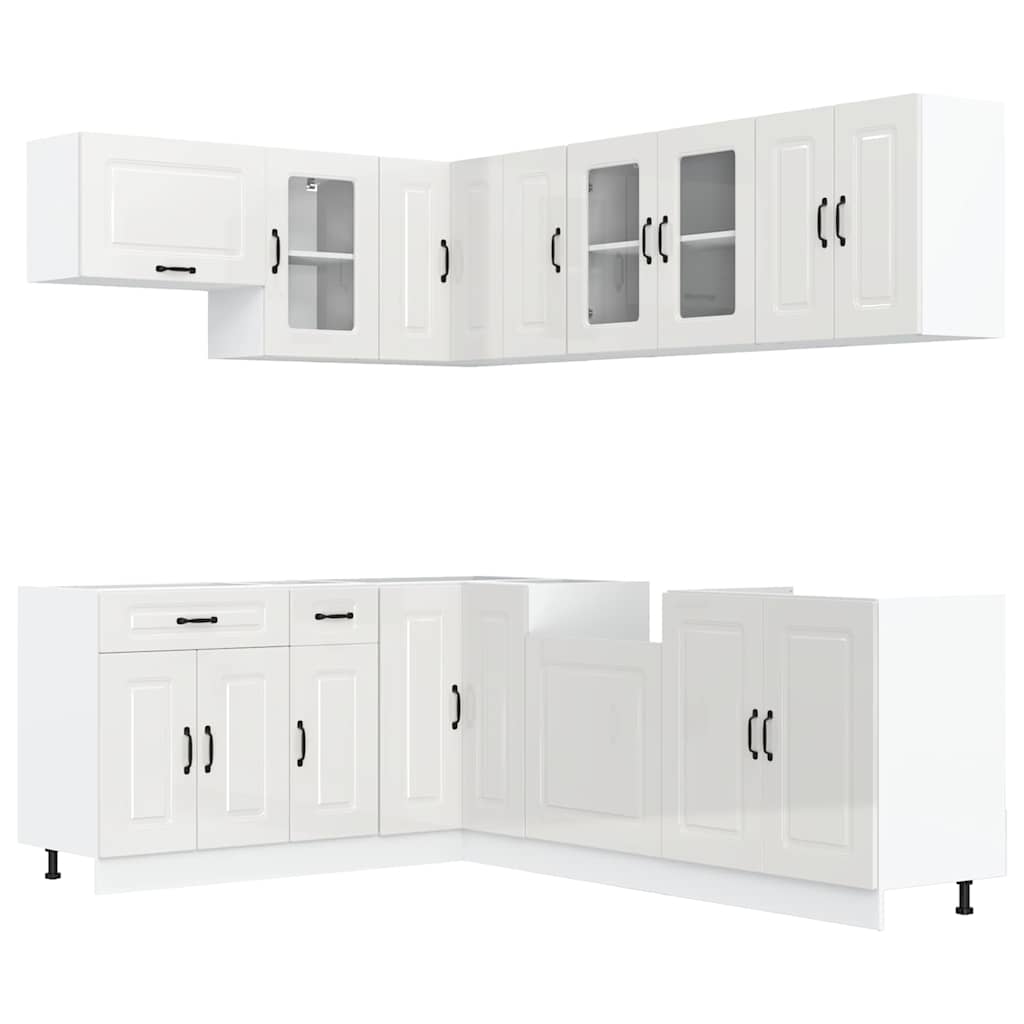 11 Piece Kitchen Cabinet Set Kalmar Gloss White Engineered Wood