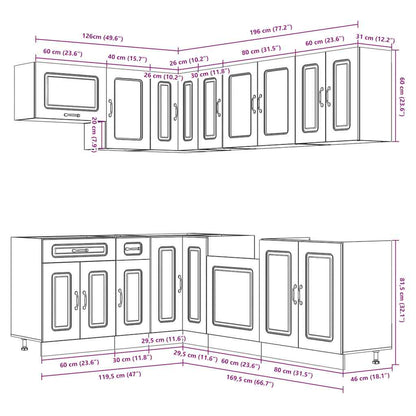 11 Piece Kitchen Cabinet Set Kalmar Gloss White Engineered Wood