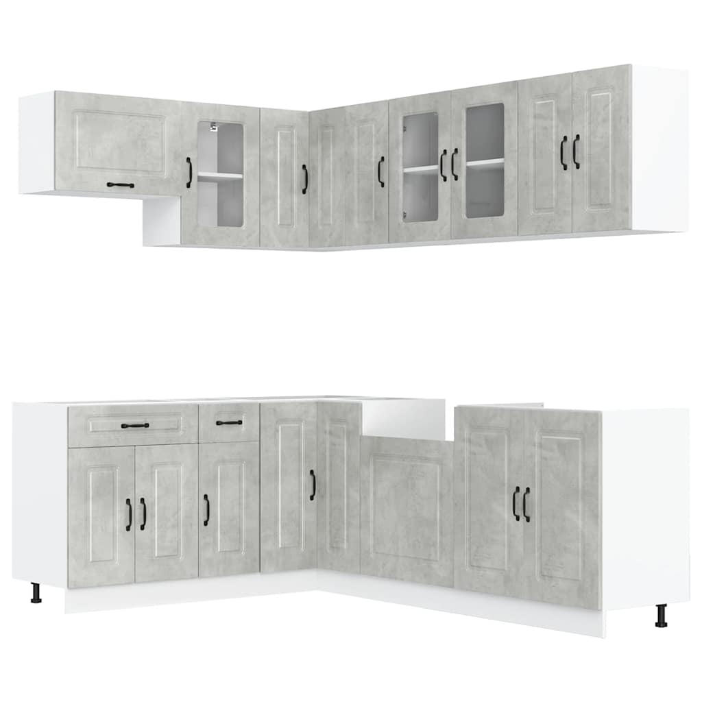 11 Piece Kitchen Cabinet Set Kalmar Concrete Grey Engineered Wood