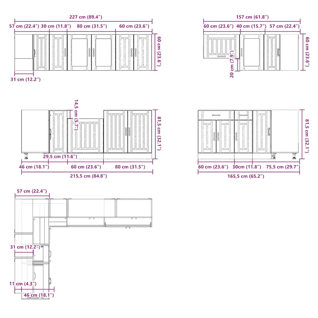 11 Piece Kitchen Cabinet Set Lucca White Engineered Wood