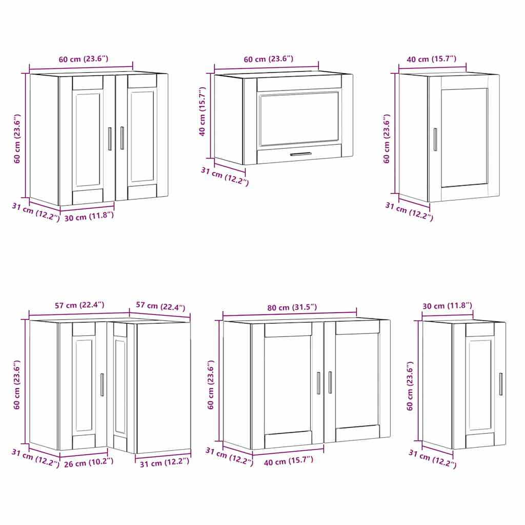 11 Piece Kitchen Cabinet Set Porto White Engineered Wood