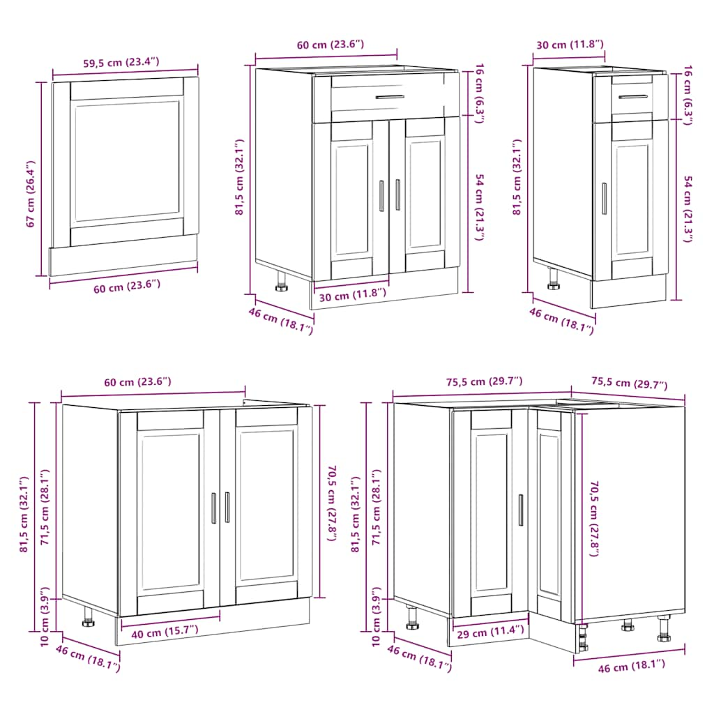 11 Piece Kitchen Cabinet Set Porto Sonoma Oak Engineered Wood