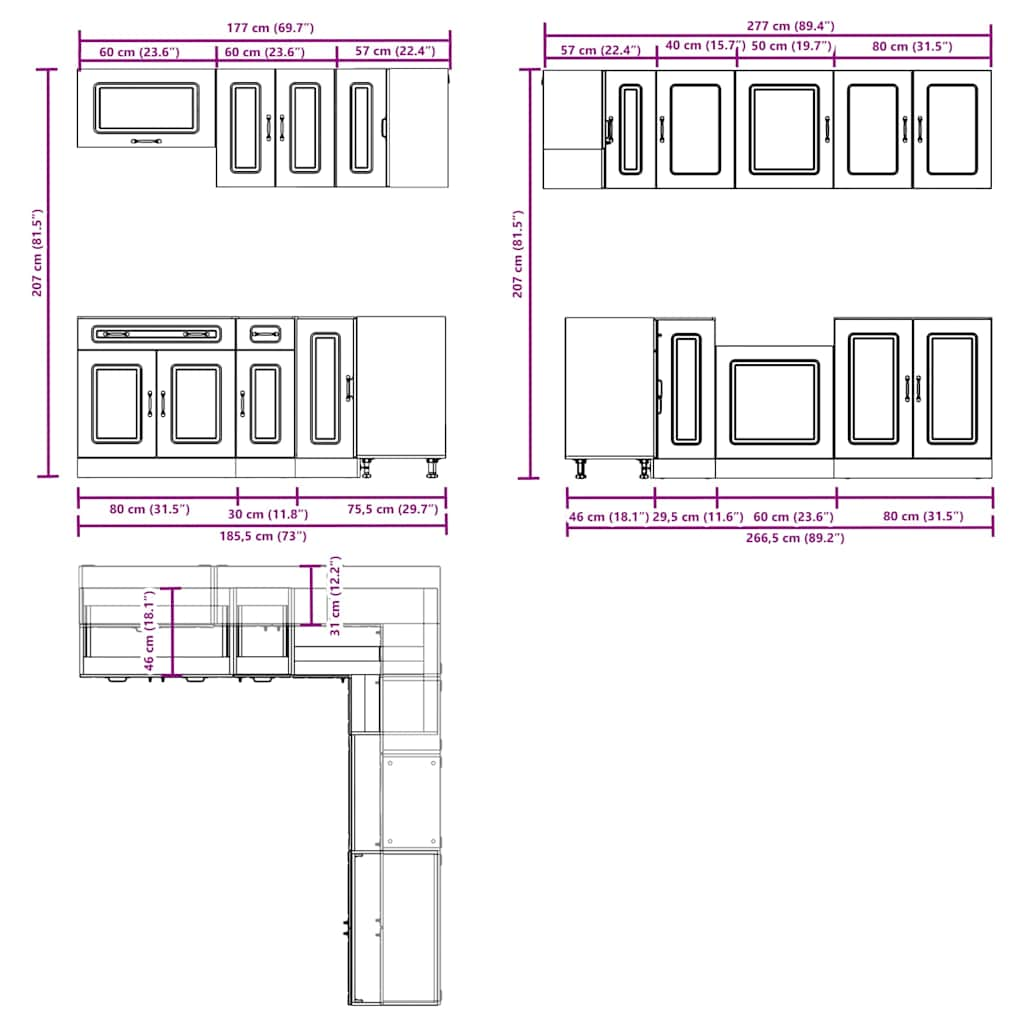 11 Piece Kitchen Cabinet Set Kalmar Sonoma Oak Engineered Wood