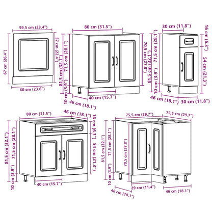 11 Piece Kitchen Cabinet Set Kalmar Sonoma Oak Engineered Wood