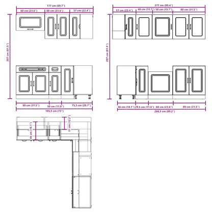 11 Piece Kitchen Cabinet Set Kalmar Grey Sonoma Engineered Wood