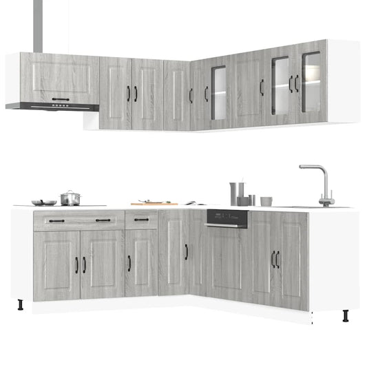 11 Piece Kitchen Cabinet Set Kalmar Grey Sonoma Engineered Wood