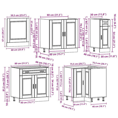 11 Piece Kitchen Cabinet Set Porto Gloss White Engineered Wood