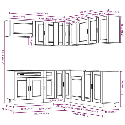 11 Piece Kitchen Cabinet Set Porto Gloss White Engineered Wood