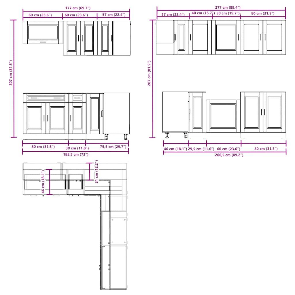 11 Piece Kitchen Cabinet Set Porto Sonoma Oak Engineered Wood