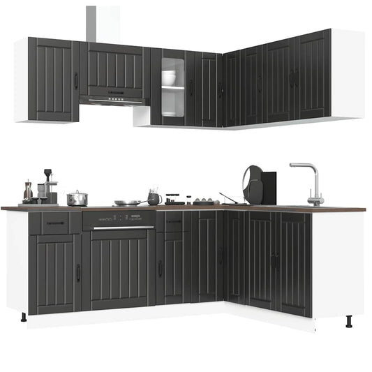 11 Piece Kitchen Cabinet Set Kalmar Black Engineered Wood