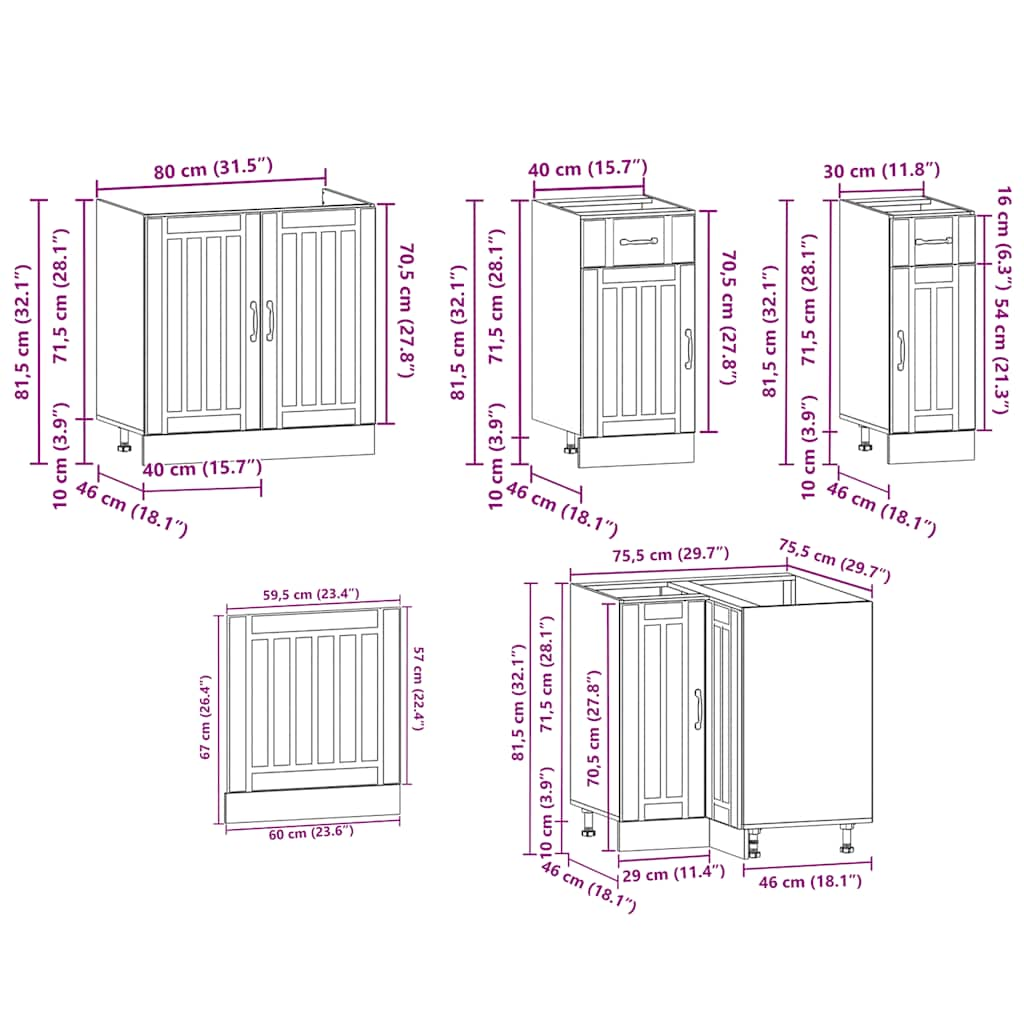 11 Piece Kitchen Cabinet Set Kalmar Gloss White Engineered Wood