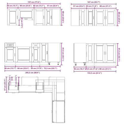 11 Piece Kitchen Cabinet Set Porto Concrete Grey Engineered Wood