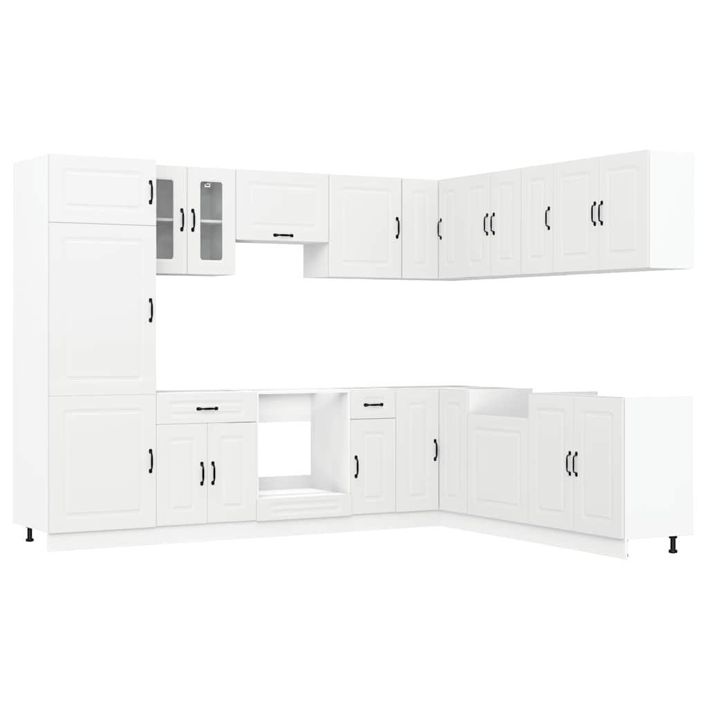 14 Piece Kitchen Cabinet Set Kalmar White Engineered Wood