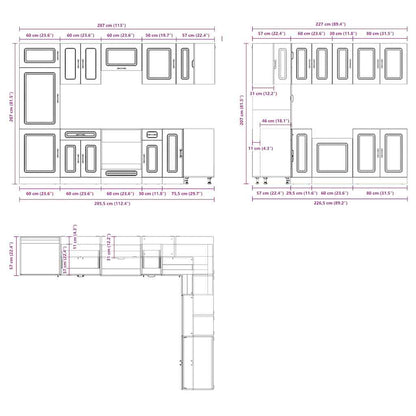 14 Piece Kitchen Cabinet Set Kalmar Black Engineered Wood