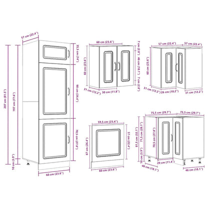 14 Piece Kitchen Cabinet Set Kalmar Black Engineered Wood